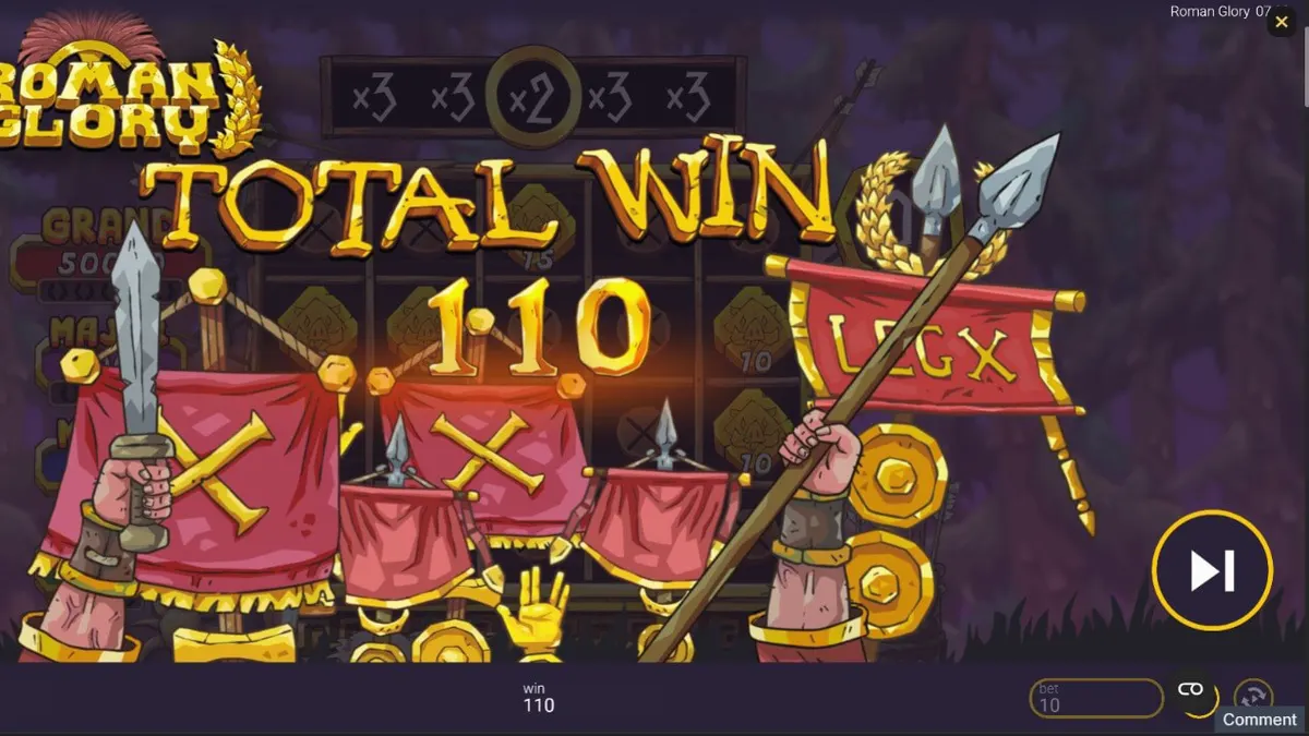 Tampilan visual slot Roman Glory dengan tema gladiator dan hutan